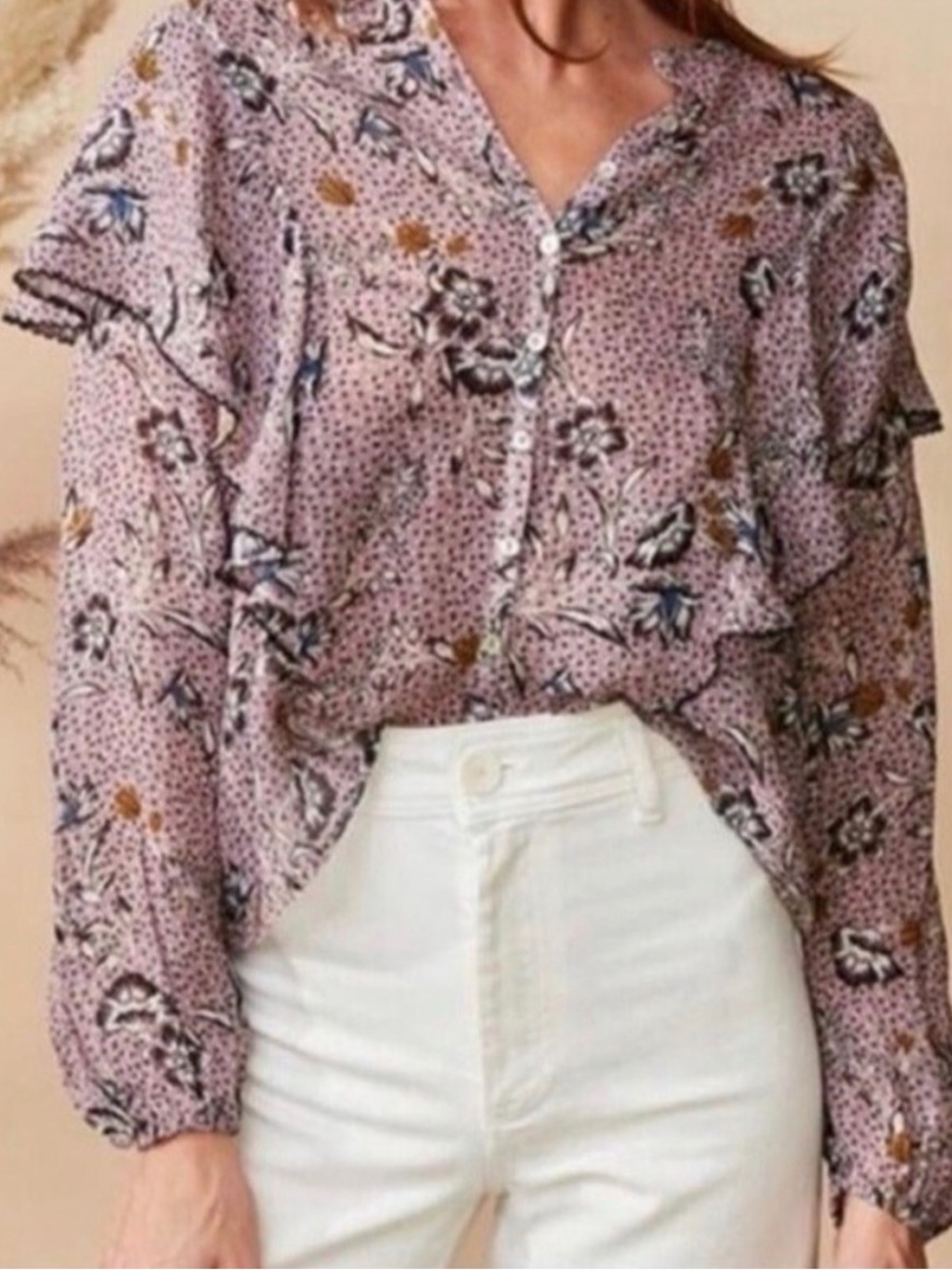 Anthropologie dolan Lavender Floral Button-Up Blouse - Size XS